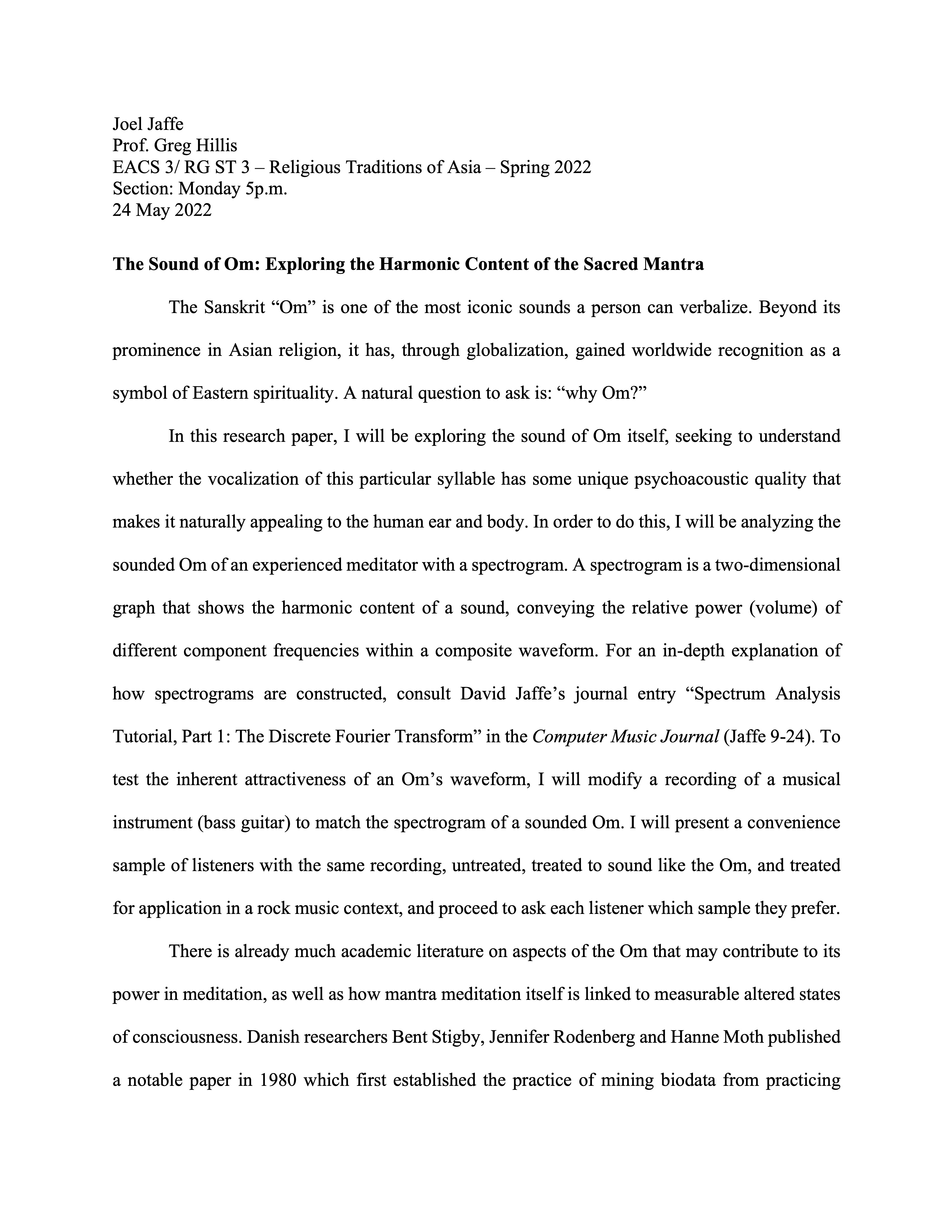 A paper entitled The Sound of Om.