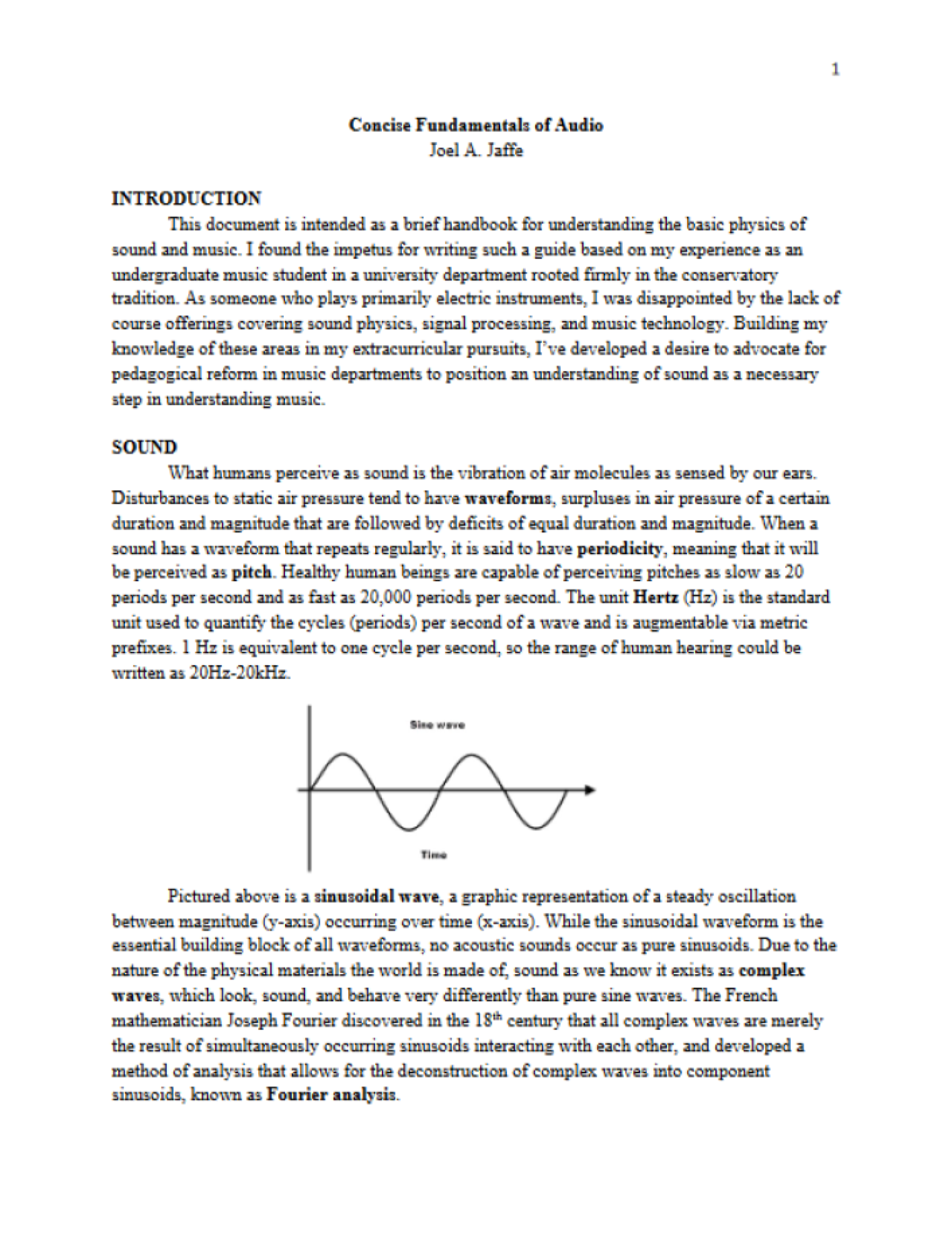 A paper entitled Concise Fundementals of Audio.